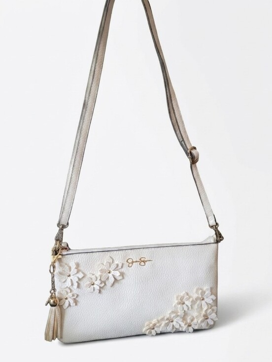 Jessica Simpson Handbags - Jessica Simpson White Floral Applique Two Way Crossbody